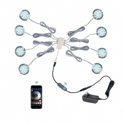 CRISETEK wired puck light under cabinet lights under cabinet lighting 12V Adaptor powered (coolwhite 6000K, 8 pack)