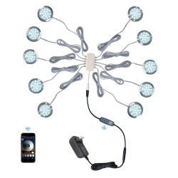CRISETEK wired puck light under cabinet lights under cabinet lighting 12V Adaptor powered (coolwhite 6000K, 10 pack)