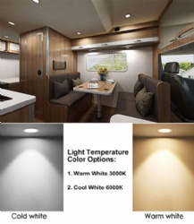 CRISETEK RV Boat Recessed Ceiling Light Super Slim LED Panel Light DC 12V 3W Full Aluminum Downlights (Cool White, Black, 6 Pack)