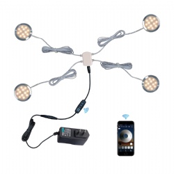 CRISETEK wired puck light under cabinet lights under cabinet lighting 12V Adaptor powered (warm white 3000K, 4 pack)