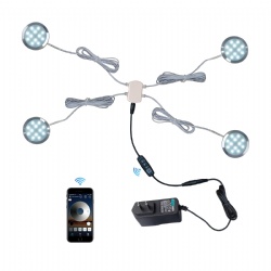 CRISETEK wired puck light under cabinet lights under cabinet lighting 12V Adaptor powered (cool white 6000K, 4 pack)