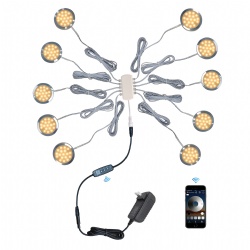 CRISETEK wired puck light under cabinet lights under cabinet lighting 12V Adaptor powered (warm-white 3000K, 10 pack)