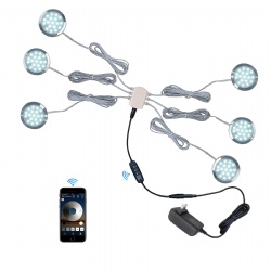 CRISETEK wired puck light under cabinet lights under cabinet lighting 12V Adaptor powered (coolwhite 6000K, 6 pack)